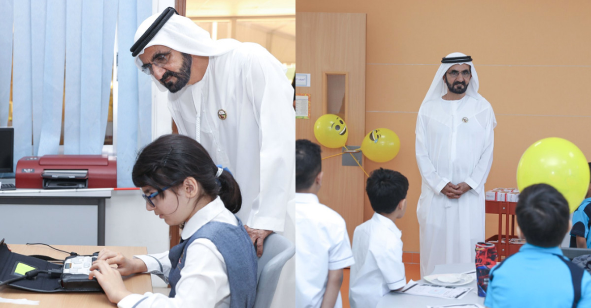 Sheikh Mohammed surprises children on the first day back at school