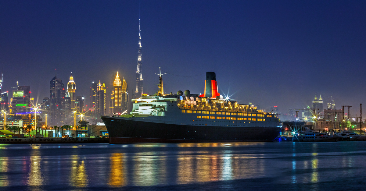 cruise ship docked in dubai