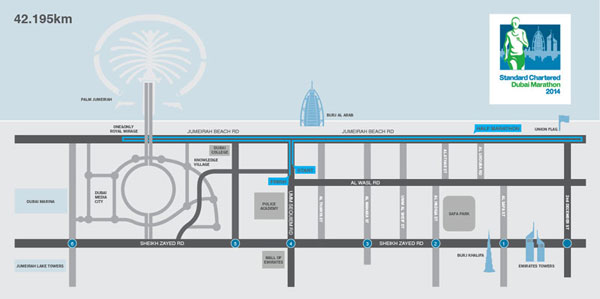 Dubai Marathon 2014 route map
