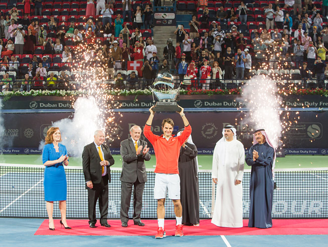 Roger Federer wins the Dubai Duty Free Tennis Championship
