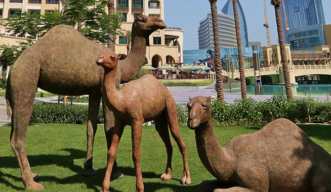 Camel sculpture in Downtown Dubai