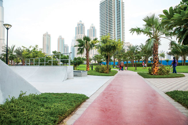 Best running tracks in Dubai - Bay Avenue Park