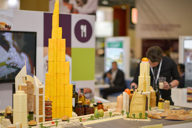 Dubai skyline made out of food for Dubai Food Festival