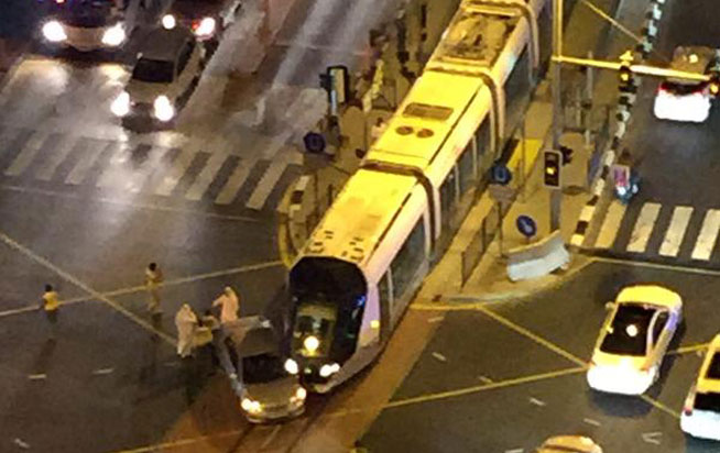 Dubai Tram crash, JBR (credit: twitter.com/RamiSaad)