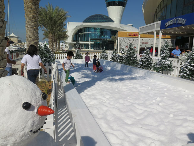 Yas Marina snowball fight - things to do in Abu Dhabi