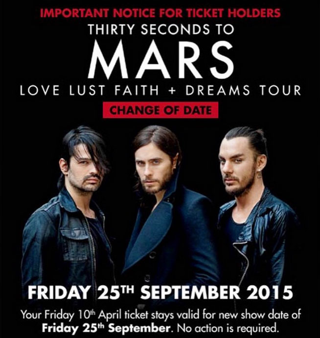 30 Seconds To Mars date change