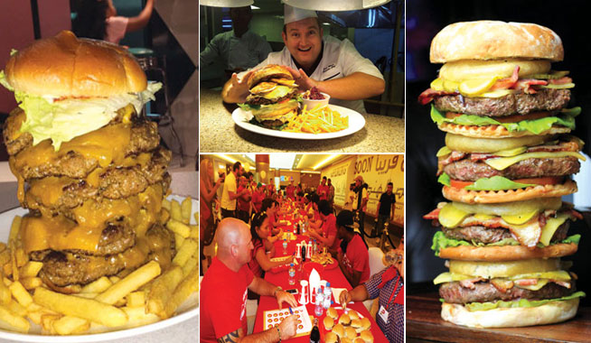 Burger eating competitive eating challenge in Abu Dhabi