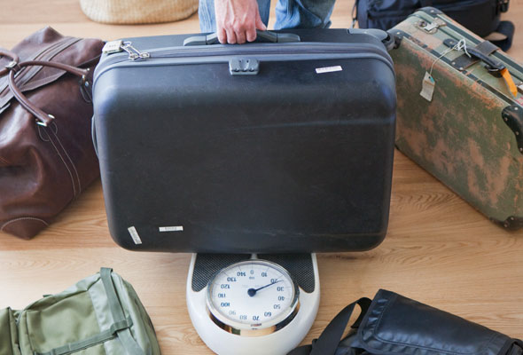 weighing suitcase