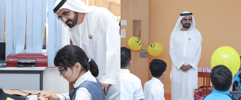 Sheikh Mohammed surprises children on the first day back at school