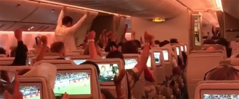 WATCH: Passengers celebrate England World Cup win aboard Emirates ...