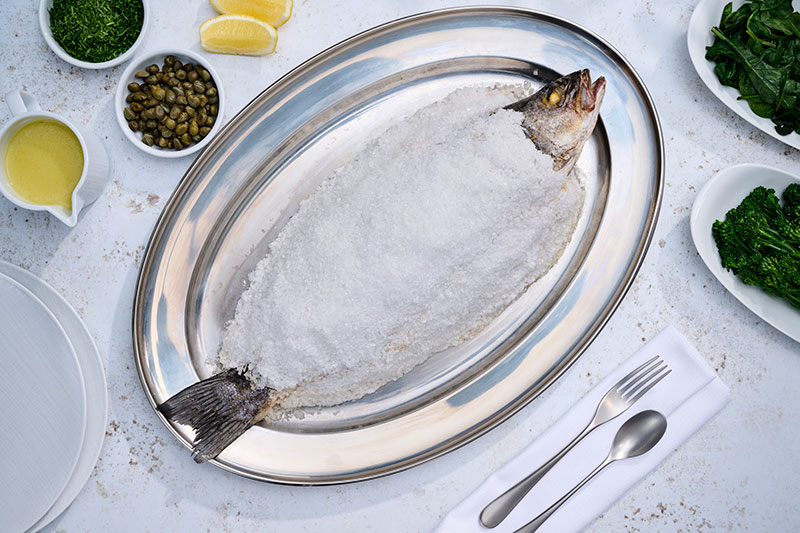 milos sea salt baked fish
