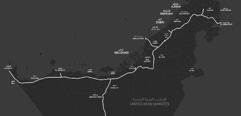 This is the route map for Etihad Rail