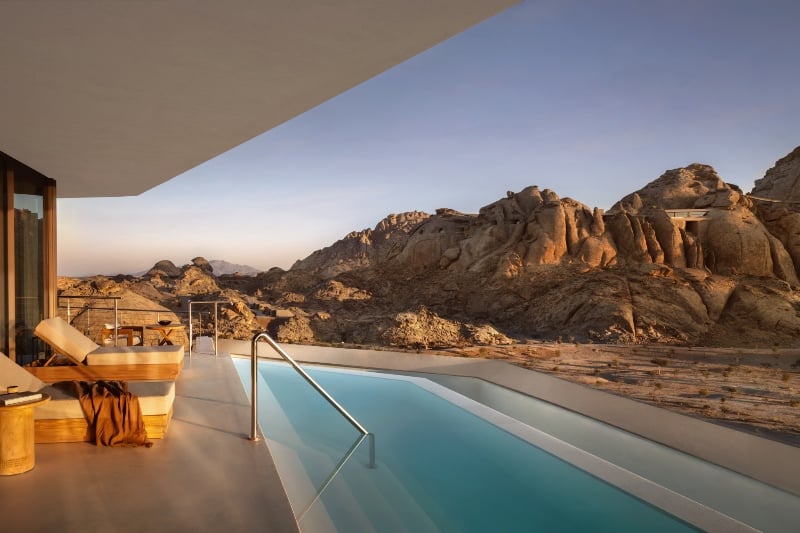desert rock cliff hanging villa
