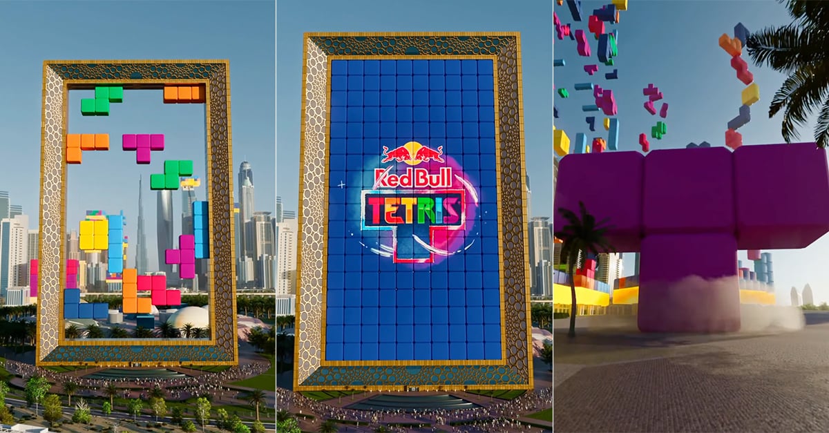 Tonight only: Dones turn the Dubai Frame into a game of Tetris