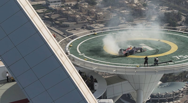red bull racing burj al arab helipad dubai feat